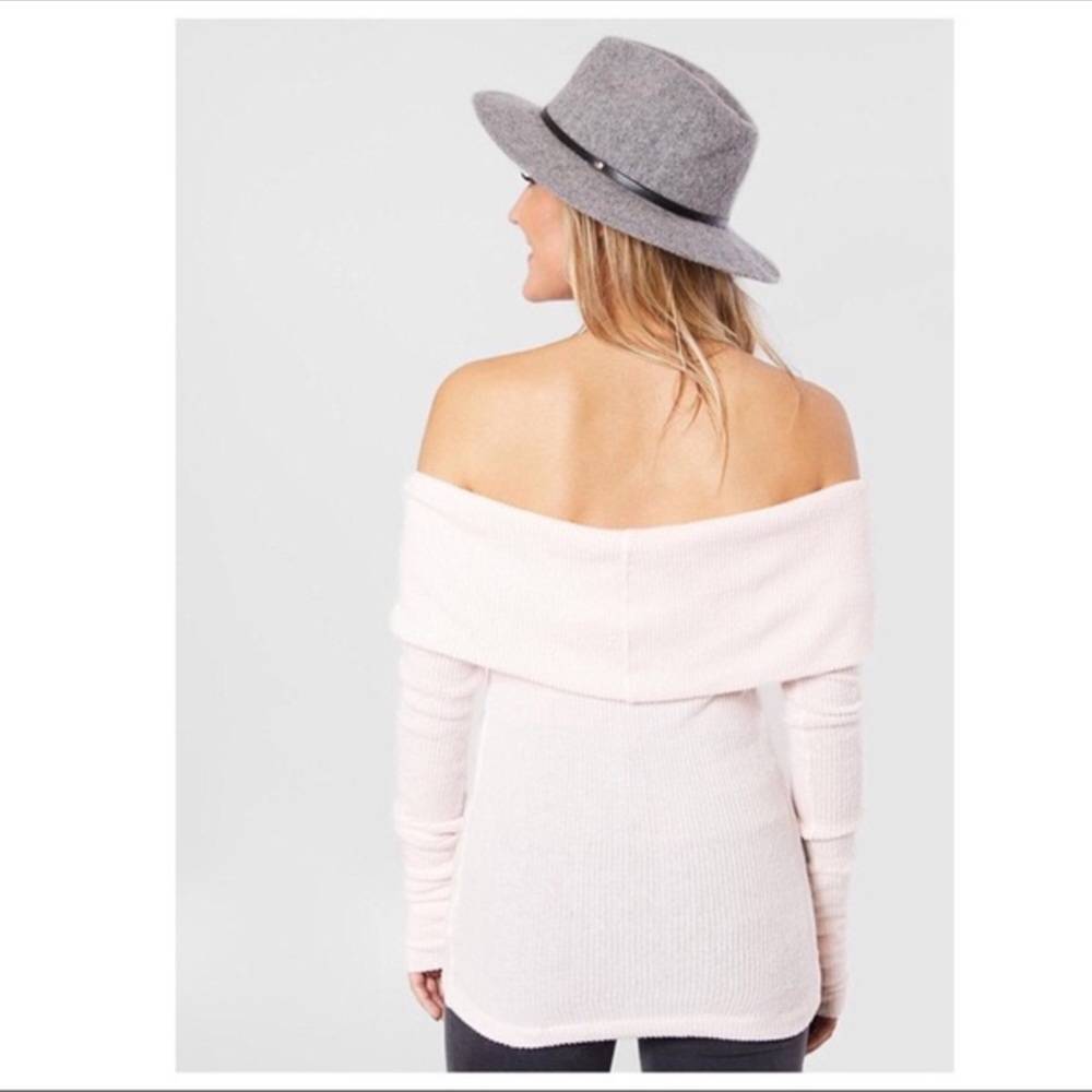 FREE PEOPLE SWEATER BOHO PULLOVER COZY OFF THE SHOULDERS BLUSH PINK TOP A3C - Picture 5 of 16